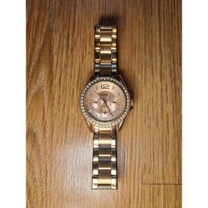Fossil Stainless Steel Womens Watch Rose Gold Crystals
